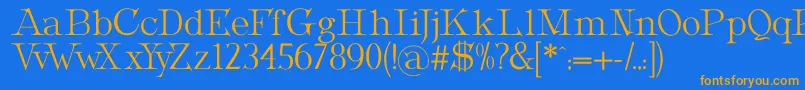 フォントMetropolianDisplay – オレンジ色の文字が青い背景にあります。