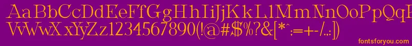 MetropolianDisplay-fontti – oranssit fontit violetilla taustalla