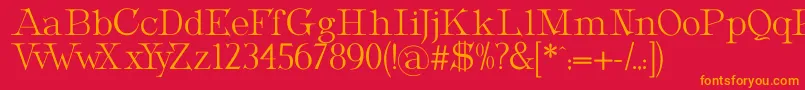 MetropolianDisplay-fontti – oranssit fontit punaisella taustalla