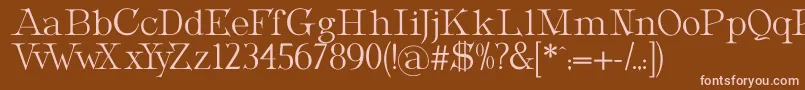 MetropolianDisplay-fontti – vaaleanpunaiset fontit ruskealla taustalla
