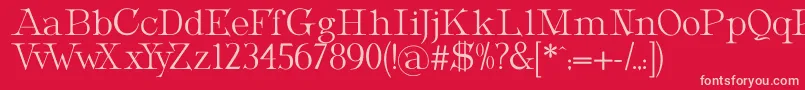 MetropolianDisplay-fontti – vaaleanpunaiset fontit punaisella taustalla