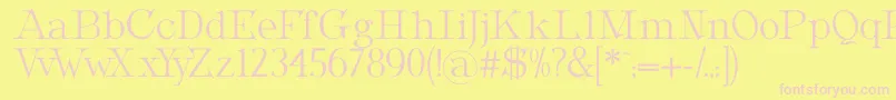 MetropolianDisplay-fontti – vaaleanpunaiset fontit keltaisella taustalla