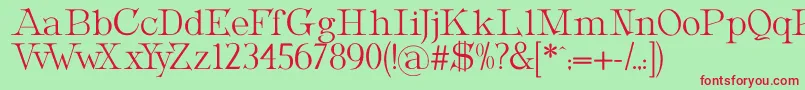 MetropolianDisplay-fontti – punaiset fontit vihreällä taustalla