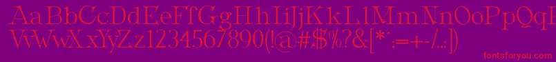 MetropolianDisplay-fontti – punaiset fontit violetilla taustalla