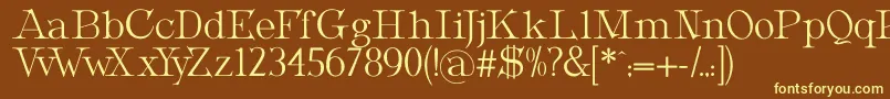 MetropolianDisplay-fontti – keltaiset fontit ruskealla taustalla