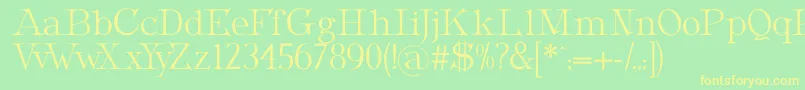 MetropolianDisplay-fontti – keltaiset fontit vihreällä taustalla