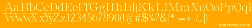 MetropolianDisplay-fontti – keltaiset fontit oranssilla taustalla
