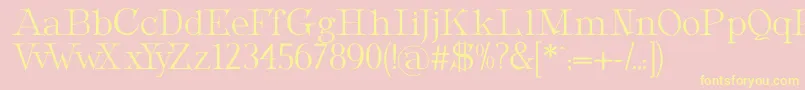 MetropolianDisplay-fontti – keltaiset fontit vaaleanpunaisella taustalla