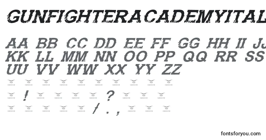 GunfighteracademyItalic-fontti – aakkoset, numerot, erikoismerkit