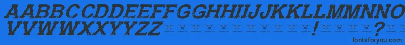 フォントGunfighteracademyItalic – 黒い文字の青い背景