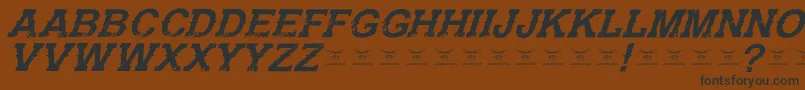 フォントGunfighteracademyItalic – 黒い文字が茶色の背景にあります