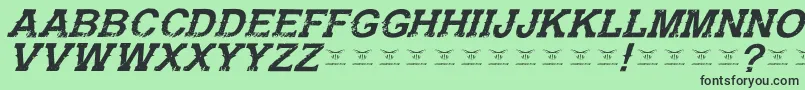 Fonte GunfighteracademyItalic – fontes pretas em um fundo verde