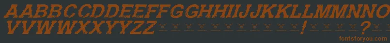 フォントGunfighteracademyItalic – 黒い背景に茶色のフォント