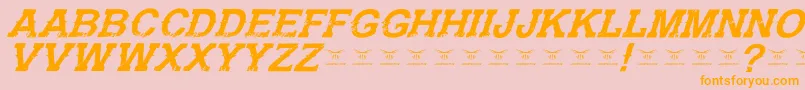 GunfighteracademyItalic-Schriftart – Orangefarbene Schriften auf rosa Hintergrund