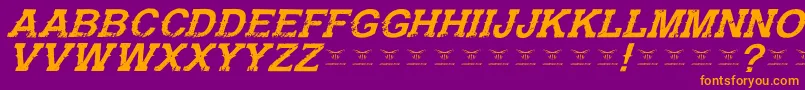 フォントGunfighteracademyItalic – 紫色の背景にオレンジのフォント