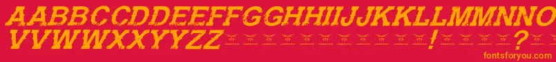 Fonte GunfighteracademyItalic – fontes laranjas em um fundo vermelho