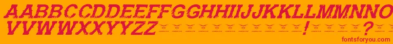 GunfighteracademyItalic-Schriftart – Rote Schriften auf orangefarbenem Hintergrund