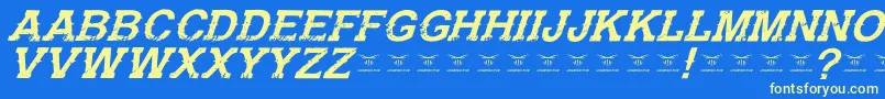 GunfighteracademyItalic Font – Yellow Fonts on Blue Background