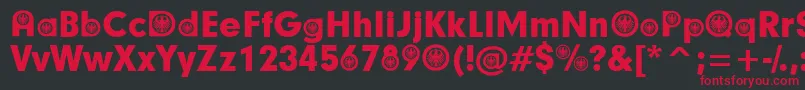 フォントGermanParticipants – 黒い背景に赤い文字