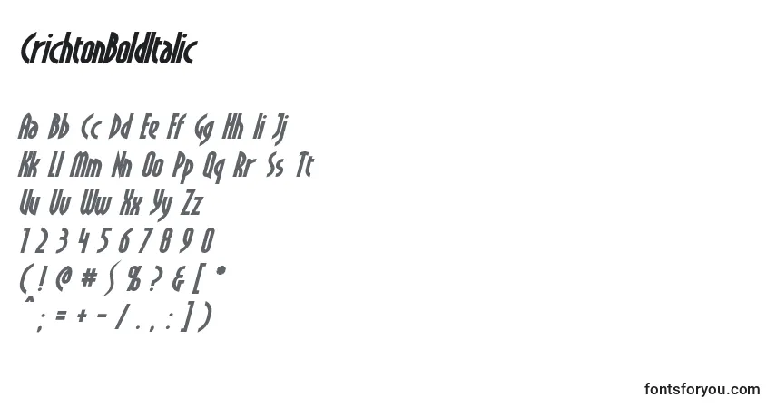 Schriftart CrichtonBoldItalic – Alphabet, Zahlen, spezielle Symbole