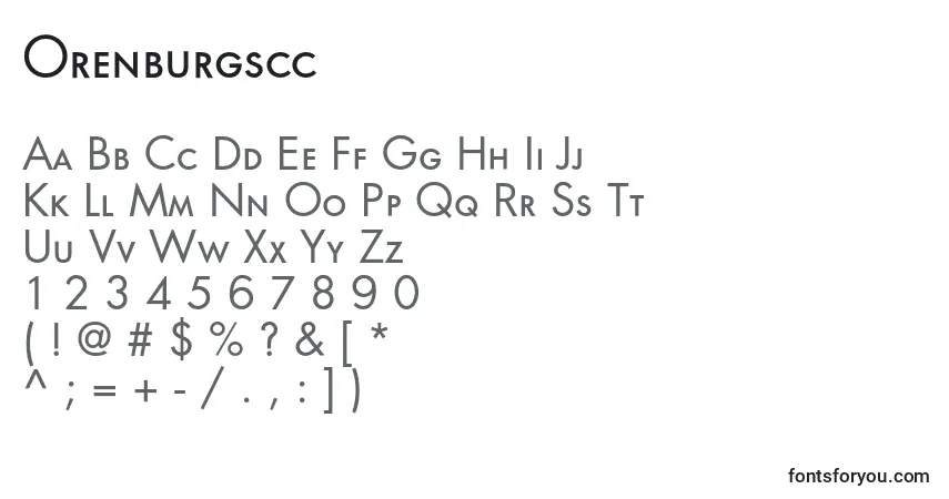 Czcionka Orenburgscc – alfabet, cyfry, specjalne znaki