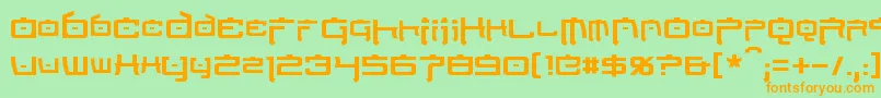 フォントNipponTech – オレンジの文字が緑の背景にあります。