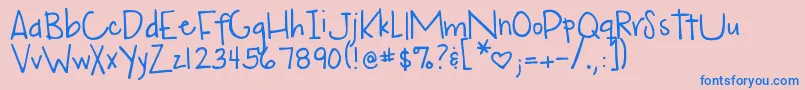 フォントDjbMyMoodRingSaysBlah – ピンクの背景に青い文字