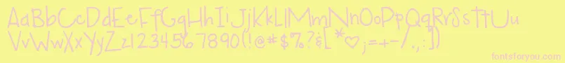 DjbMyMoodRingSaysBlah-Schriftart – Rosa Schriften auf gelbem Hintergrund