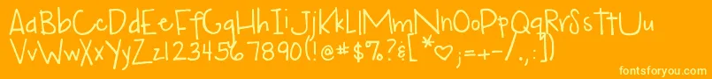 Lisätietoja DjbMyMoodRingSaysBlah-fontista DjbMyMoodRingSaysBlah-fontti – keltaiset fontit oranssilla taustalla
