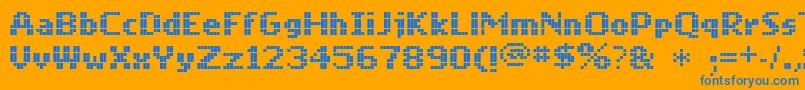 Mobilefont-Schriftart – Blaue Schriften auf orangefarbenem Hintergrund