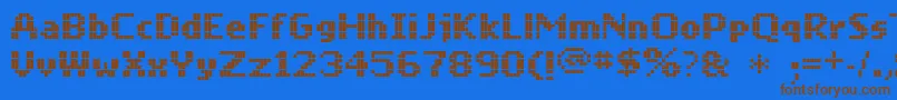 フォントMobilefont – 茶色の文字が青い背景にあります。