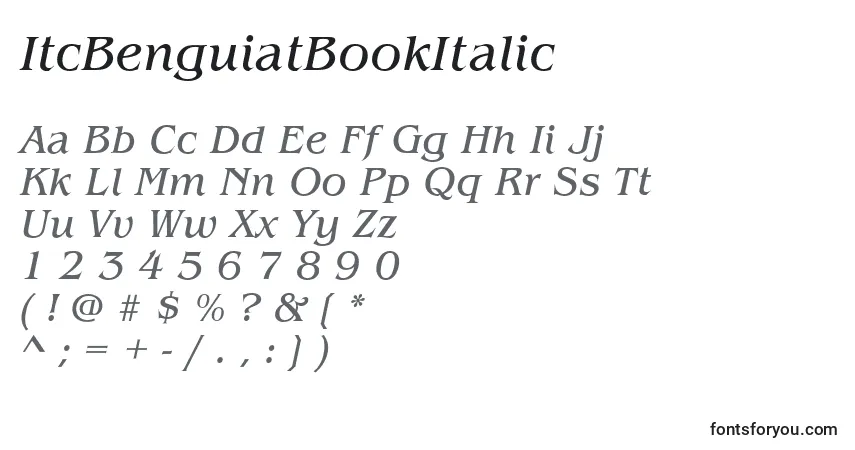 Шрифт ItcBenguiatBookItalic – алфавит, цифры, специальные символы