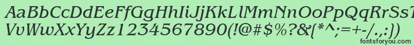 ItcBenguiatBookItalic-fontti – mustat fontit vihreällä taustalla