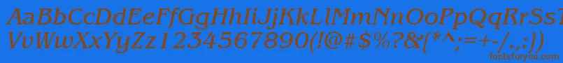 ItcBenguiatBookItalic-fontti – ruskeat fontit sinisellä taustalla