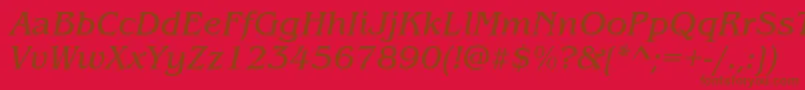 ItcBenguiatBookItalic-fontti – ruskeat fontit punaisella taustalla