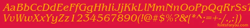 フォントItcBenguiatBookItalic – 赤い背景にオレンジの文字