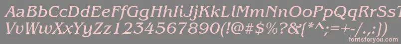 フォントItcBenguiatBookItalic – 灰色の背景にピンクのフォント