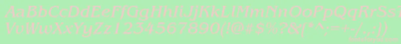 ItcBenguiatBookItalic-fontti – vaaleanpunaiset fontit vihreällä taustalla