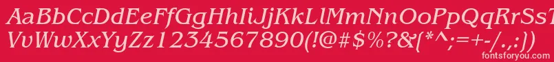 Fonte ItcBenguiatBookItalic – fontes rosa em um fundo vermelho