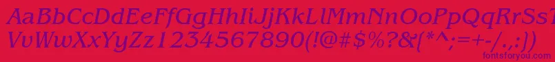 ItcBenguiatBookItalic-Schriftart – Violette Schriften auf rotem Hintergrund