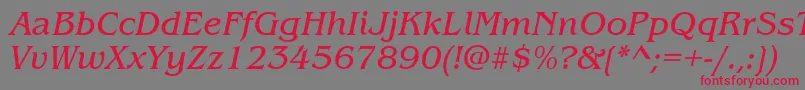 ItcBenguiatBookItalic-Schriftart – Rote Schriften auf grauem Hintergrund