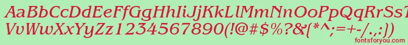 ItcBenguiatBookItalic Font – Red Fonts on Green Background