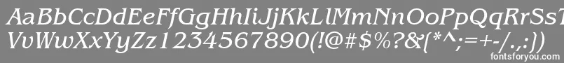 ItcBenguiatBookItalic-fontti – valkoiset fontit harmaalla taustalla
