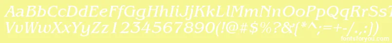 Шрифт ItcBenguiatBookItalic – белые шрифты на жёлтом фоне