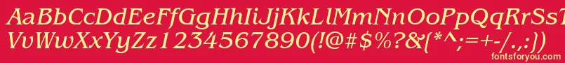 ItcBenguiatBookItalic Font – Yellow Fonts on Red Background