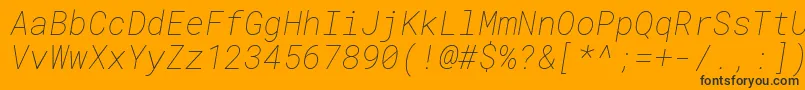Fonte RobotomonoThinitalic – fontes pretas em um fundo laranja