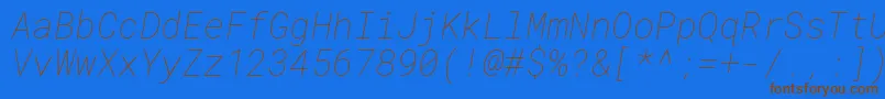 RobotomonoThinitalic Font – Brown Fonts on Blue Background