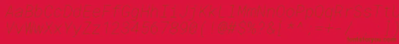 フォントRobotomonoThinitalic – 赤い背景に茶色の文字