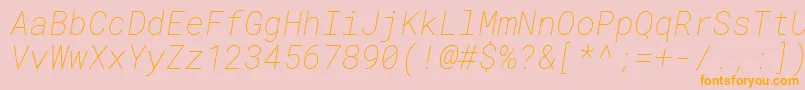 RobotomonoThinitalic-Schriftart – Orangefarbene Schriften auf rosa Hintergrund