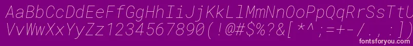 RobotomonoThinitalic Font – Pink Fonts on Purple Background